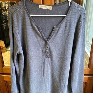 Gray XXL Henley Long Sleeve Shirt